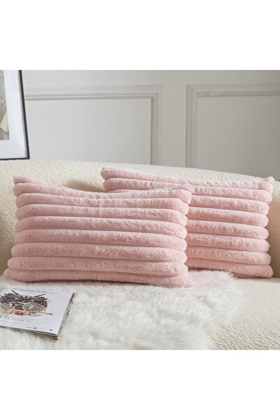 Dotail Set of 2 Mandioo decorative pillowcases, fluffy striped design, 30 x 5...