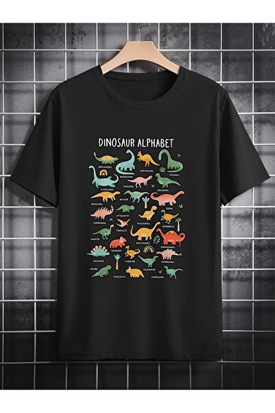 yiou trendy clothing Dinosaur Letter Print Men's Casual Short-Sleeve T-Shirt