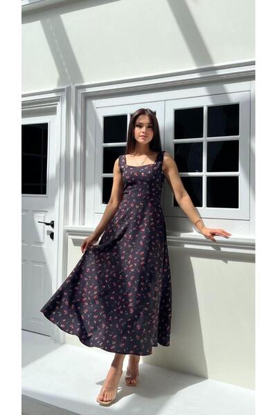 Moda Palmiss Rochie midi de vară pentru femei, cu imprimeu floral, cu detaliu...