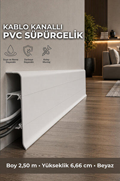 AGK Esquero Açılabilir Kapaklı Kablo Kanallı PVC Süpürgelik 250 cm Suya, Neme...