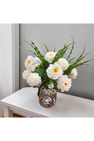 sedoshhomevision White Chrysanthemum and Wildflower Artificial Flower Arrange...