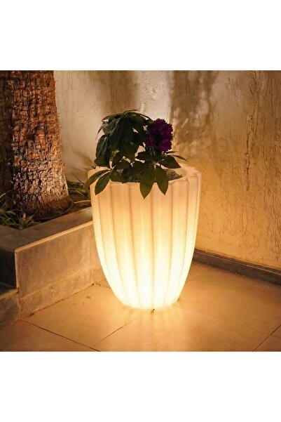 MYASEM STORE Modern LED Planter Pot 60x74 cm Large Cylindrical 50L LLDPE Indo...