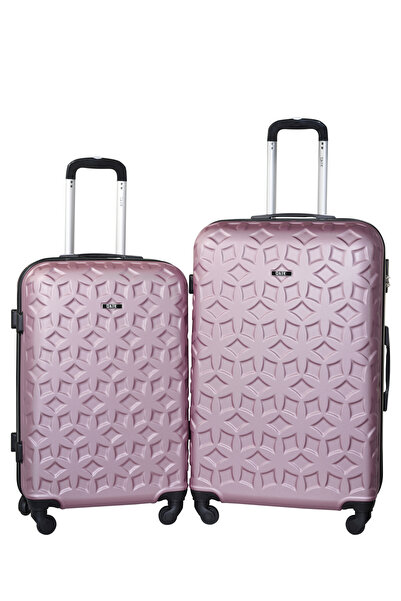 KTMC 2-Piece ABS Luggage Set 24/28 inches Checked Suitcases, KTMC-9191 Pink