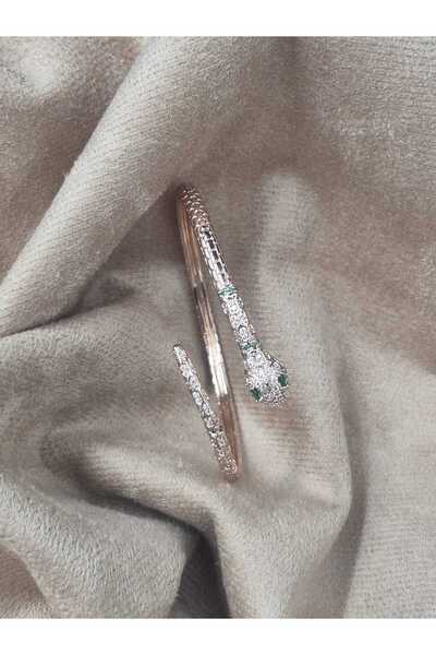 Lujeria İris, Zirkon Taşlı Rose Gold Ayarlanabilir Yılan Bileklik