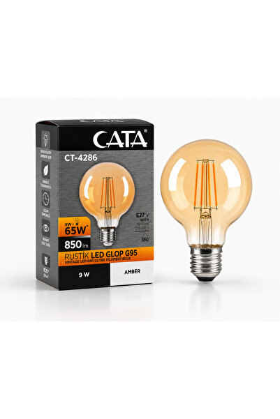 Cata CT-4286v Rustik LED Glop G95 Filament Ampul 9W Amber E27