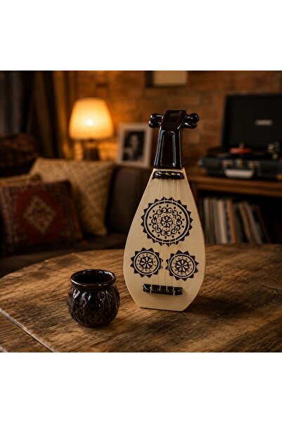 LimArt Ceramic Schnapps Set Cobza / Mandolina Model, 1 Liter Bottle and 6 Gla...