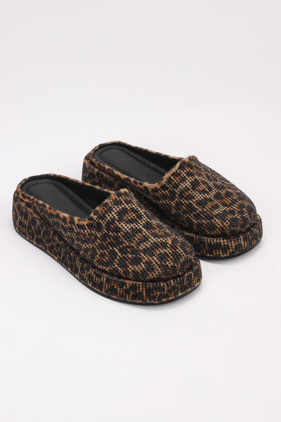 Layber Papuci de lux pentru femei, cu model leopard, design special cu piatră...