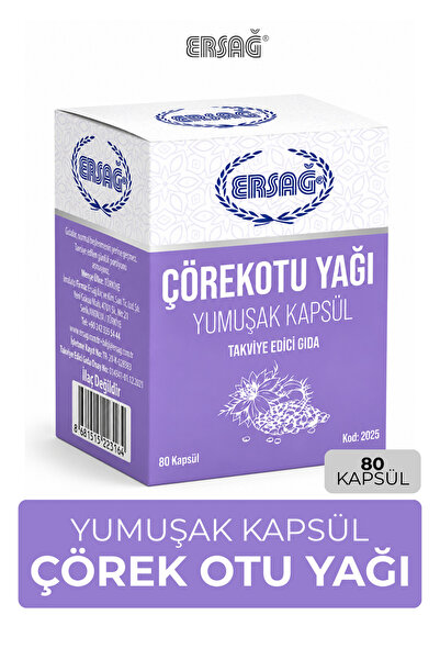 Ersağ Çörekotu Yağı Jel Kapsül Takviye Edici Gıda 80 Jel Kapsül