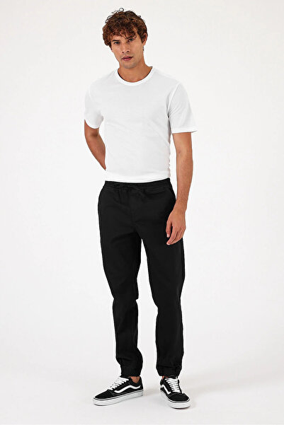 VENA Men's Simon Slim Fit Gabardine Jogger Pants - Black