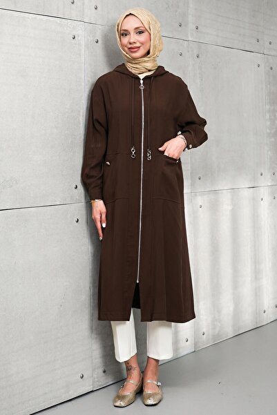 İmajButik Brown Zippered Hooded Cap