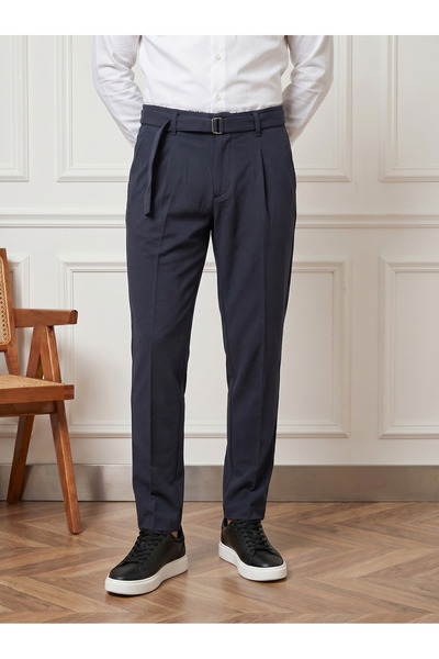 BASEL.CO Belt Detailed Modal Trousers - Cool & Comfortable