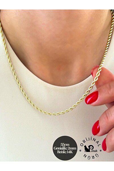 POKAK CM JEWELRY Kadın Kararmaz 14k Altın Kaplama Halat Burgu Özel Seri Vip K...