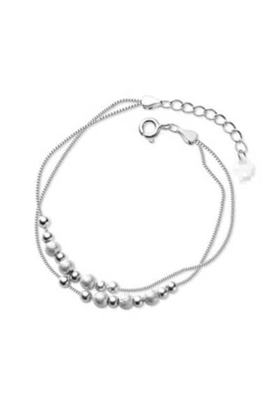 CRM Double bracelet with beads, CRM, for women, silver