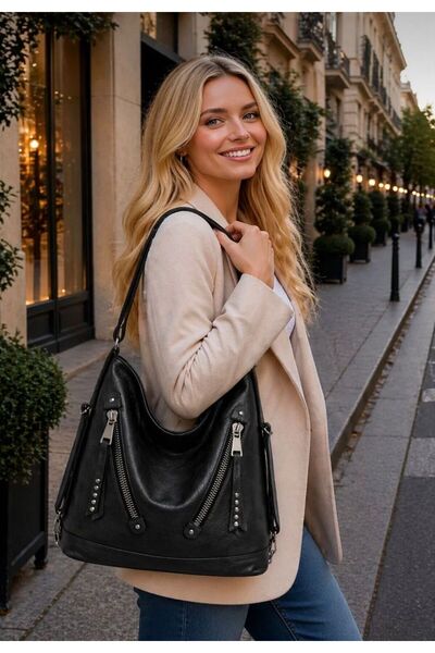 bag Women's Large Size Casual Washed Faux Leather Shoulder and Backpack Bag