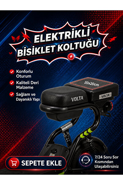 Volta Vsm Deri Koltuk, Elektrikli Bisiklet Deri Koltuk, Motosiklet Deri Koltuk, Arka Sele Çocuk Deri Koltuk Seti