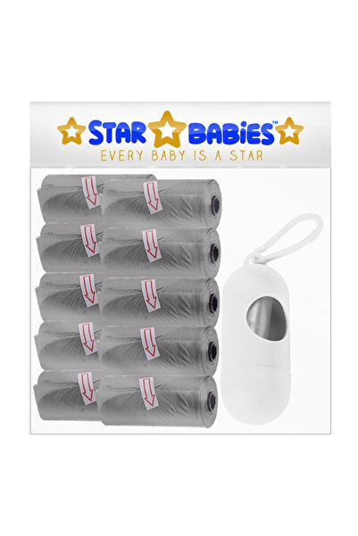 STAR BABiES حقيبة حفاضات معطرة تحتوي على 10/150 كيس باللون الرمادي وموزع أكيا...