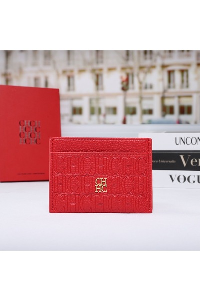 Choice3 CA14-RED CH Card Holder For Women Luxury Designer Leather Card Case F...
