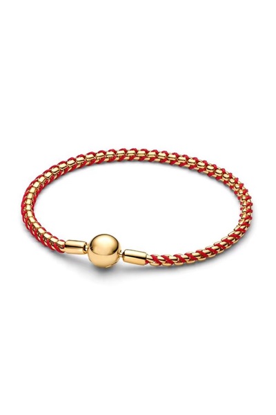 Hector&Co. Jewellery S925 Kırmızı Kordonlu Gold Renk Zincir Bileklik