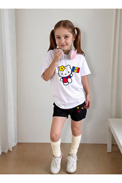 LORVEX Girl's T-Shirt and Shorts Set, Printed Cotton, Summer Casual Fit Combi...