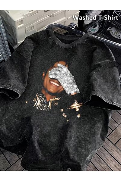 Le Savu Micheal Jackson Printed Washable Vintage Unisex Oversize T-Shirt