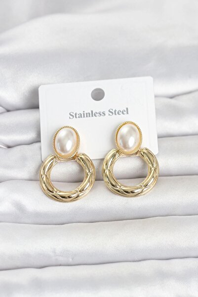 TakÇalıştır 316L Steel Gold Color Vintage Model Women's Earrings