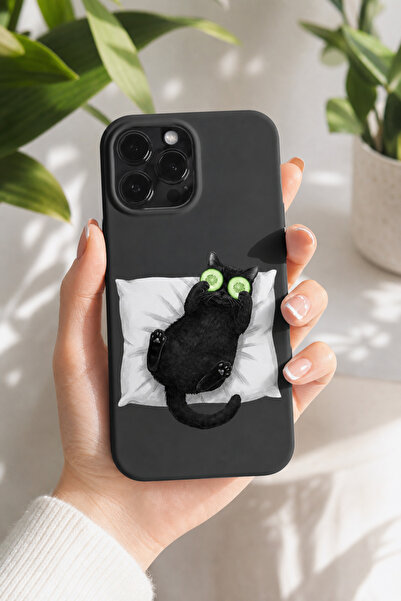 KILIFOLOG iPhone 14 Pro Max Uyumlu Lansman Silikon Komik Kedi Desenli Darbe E...