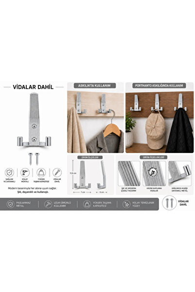GOLDKULP Premium Zamak Portmanto Askılık - Altın/Krom/Siyah Seçenekli