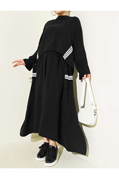 Lavanta Tekstil Asymmetrical Cut Striped Skirt Suit