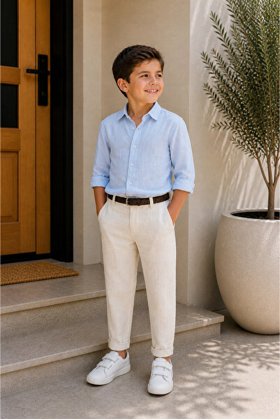 Orca Kids Fashion 4-8 Keten Pantolon Krem