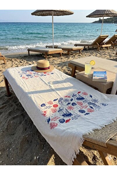 ŞENER HOME Muslin Peshtemal Printed 100% Cotton Beach Towel
