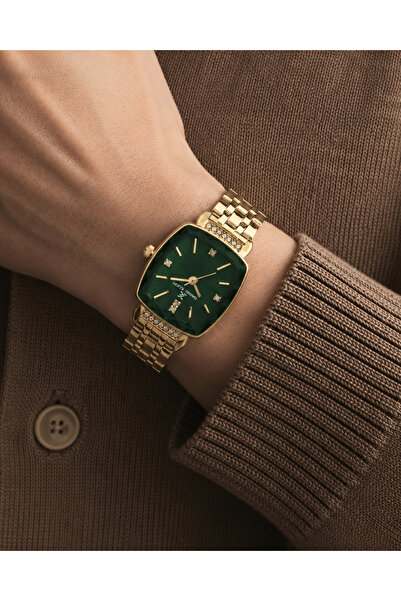 Daniel Klein Yeni Altın Renk Taşlı Yeşil Kadran Zarif Kadın Saati 2 yıl Garan...
