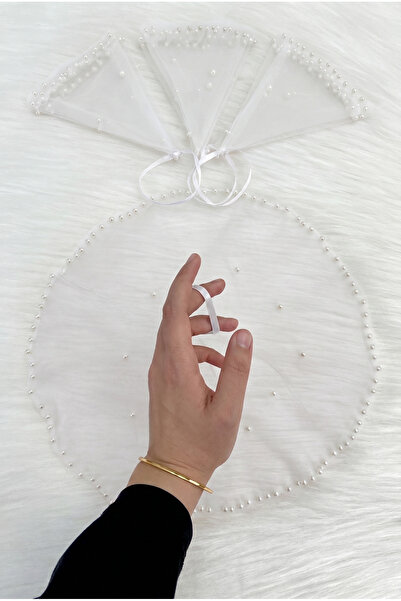ZEYMERADE White Bride Groom Handkerchief, Pearl Decorated, Henna Ceremony Wed...
