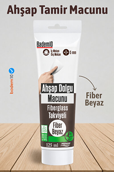 Badem10 Ahşap Parke Tamir Macunu FİBER BEYAZ Mobilya Masa Dolgu Çatlak Çizik ...