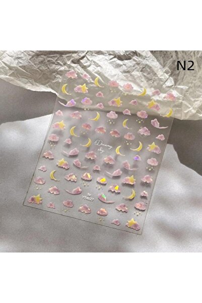 Choice1 N2 【ZYAL-1】Embossed Clouds Moon Nail Embossed Sticker Sparkling Auror...
