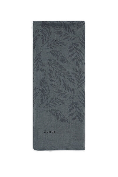 Zühre Leaf Patterned Dark Gray Shawl 0054