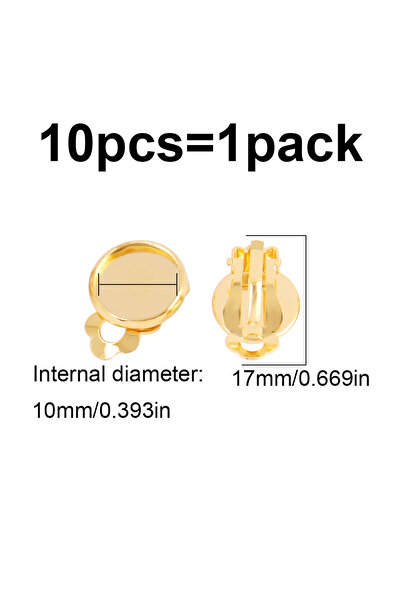 choice2 D3170 10Pcs Gold Stainless Steel Ear Clip Blank Base Cabochon Cameo B...