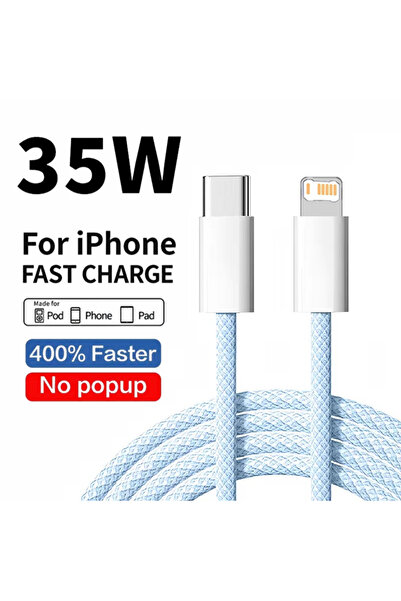 Choice3 كابل شحن سريع PD بطول 2 متر، أزرق اللون، 35 واط، مصنوع من النايلون ال...