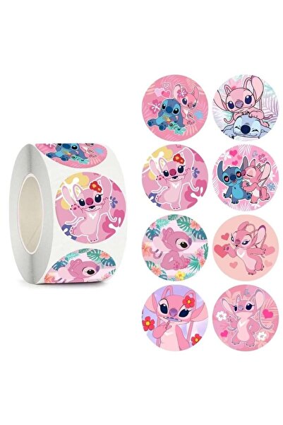 Choice 6x6x2.5CM 500pcs 500pcs/roll kawaii Stitch Pink Kawaii Stickers Luggag...