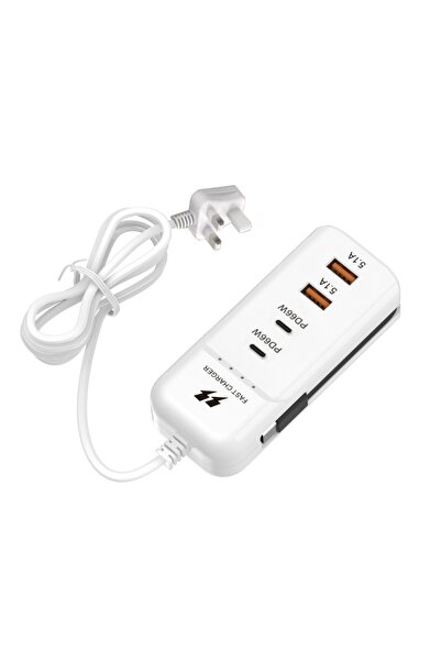 choice2 شاحن USB متعدد المنافذ بقوة 66 واط مع قابس بريطاني، محول شحن سريع للح...