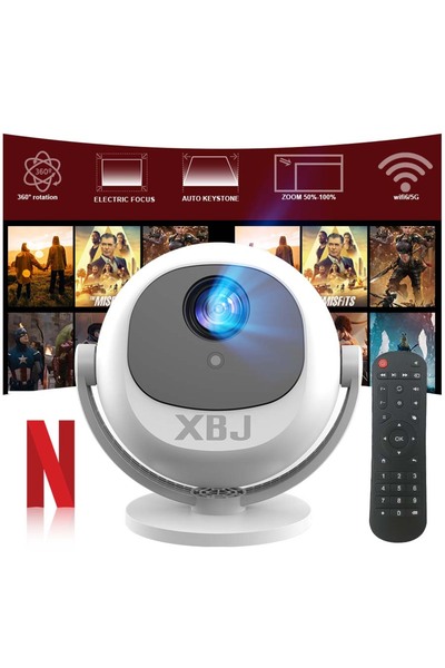 Choice3 جهاز عرض منزلي كروي XBJ أبيض بدقة 4K، يعمل بنظام أندرويد وواي فاي 6 و...