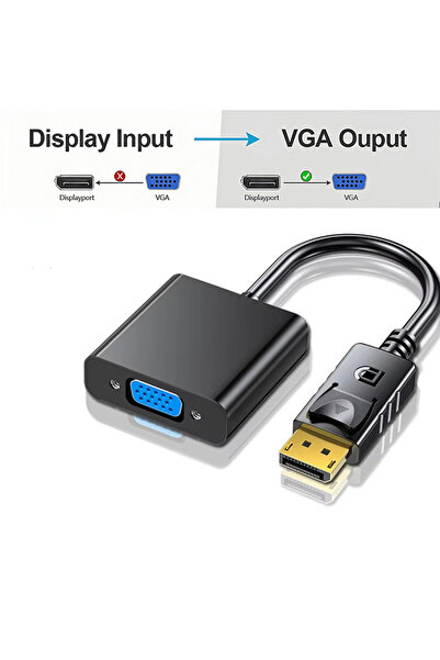 Choice كابل محول DisplayPort DP إلى VGA أسود بطول 20 سم بدقة 1080 بكسل، محول ...