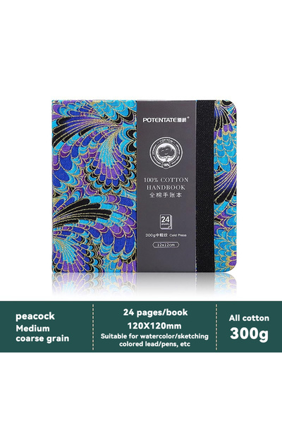 Choice12 دفتر رسم مائي مربع الشكل من قطن 100% من Peacock، ورق 300 جرام لكل مت...