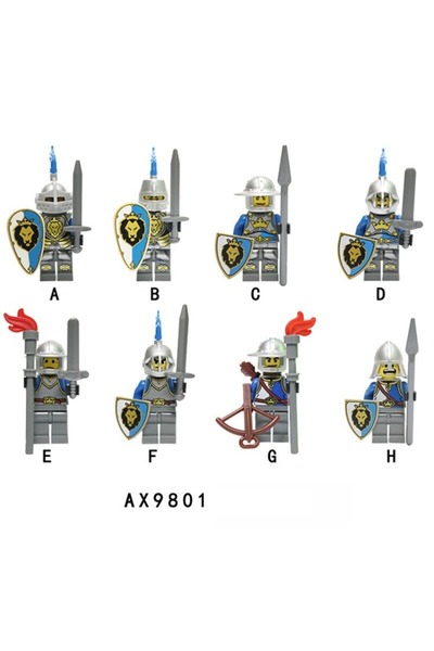 Choice مكعبات بناء AX9801 MOC، مكعبات بناء على الطراز القروسطي، شخصيات على شك...