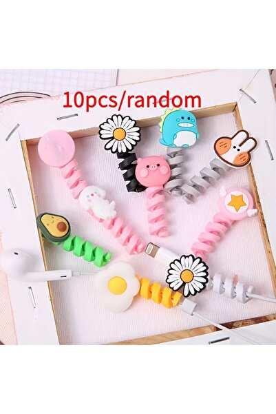 Choice 10 قطع (أنماط عشوائية) من واقيات كابلات الهاتف الكرتونية اللطيفة، ولفا...