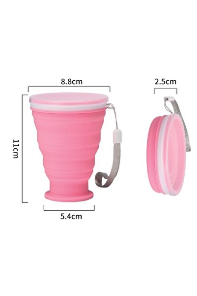 choice2 pink 300ml Silicone Folding Mug - Leakproof Portable Travel Cup w/Car...