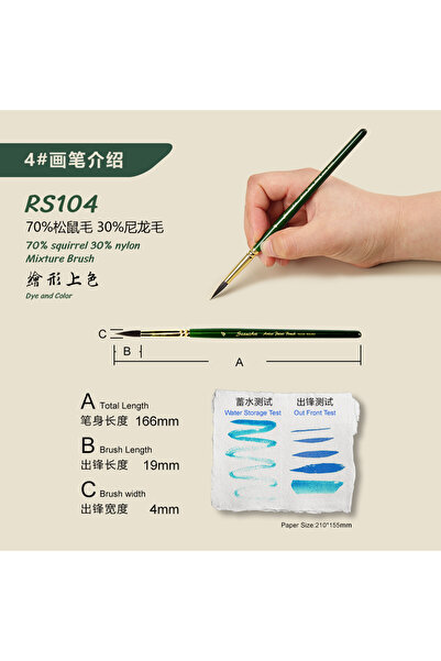Choice No.4 SeamiArt 1pc Sable Squirrel Nylon Hair Paint Brushes Watercolor B...