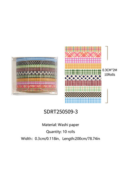 Choice10 SDRT250509-3 10 لفات/مجموعة شريط واشي رفيع، شريط لاصق للزينة، ملصقات...