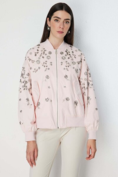 ON Bead Embroidered Pocketed Coat