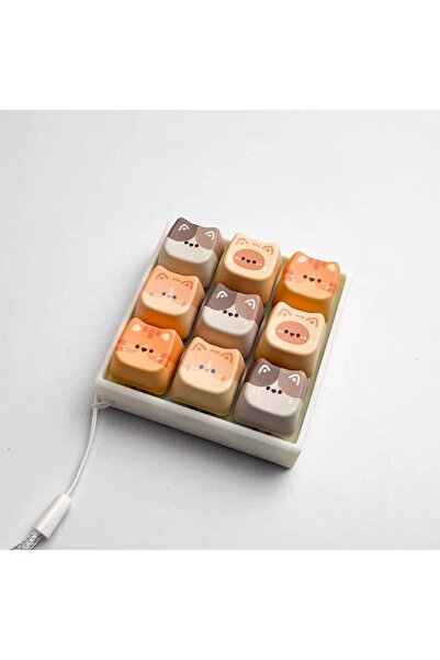 Choice3 غطاء مفتاح مربع بتصميم قطة لطيفة ثلاثية الأبعاد، 9 مفاتيح، قطعة واحدة...