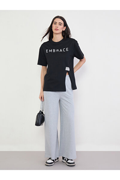 Styli Grey Wide Leg Joggers with Drawstring